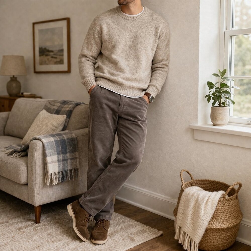 Hang Ten Gray Corduroy Men's 38x34 Cotton Casual Pants Trousers